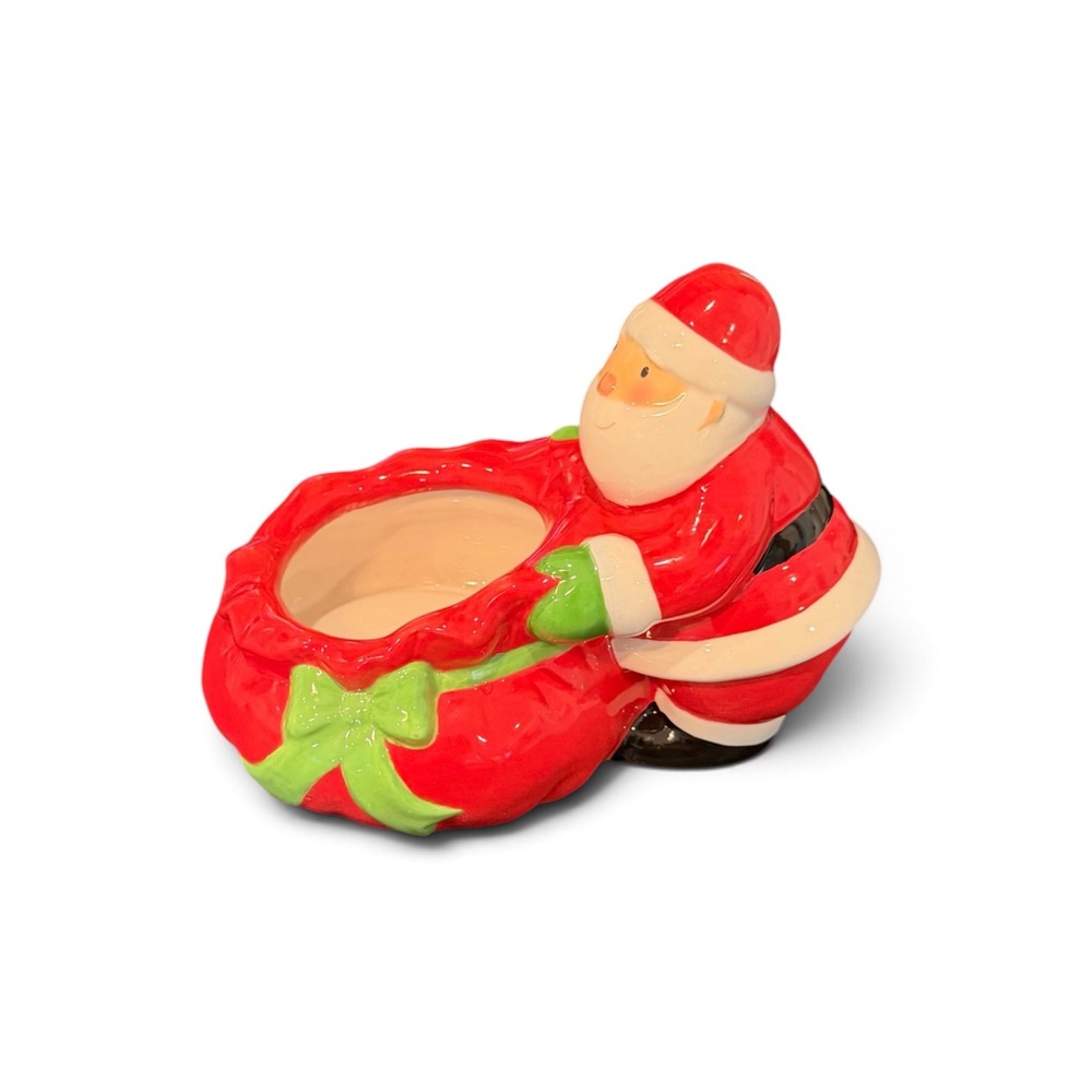 Hallmark Santa & Co Ceramic Santa with Gift Sack Candy Dish Planter Catch-all